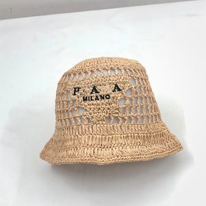 designer bucket hat for womens cap fashion summer hat Shade Sun protection beach hats Hand woven fisherman's straw hat