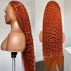 13x4ボディウェーブレースフロントヒューマンヘアウィッグ250％女性用ブラジルの水波レースフロントウィッグレッドシンセティックウィッグコスプレヘア製品）卸売髪
