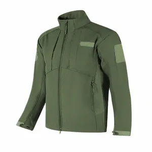 Зимние военные куртки из кожи акулы Soft Shell Мужские тактические ветрозащитные водонепроницаемые армейские зеленые боевые пейнтбольные куртки-бомберы с капюшоном H9Re #