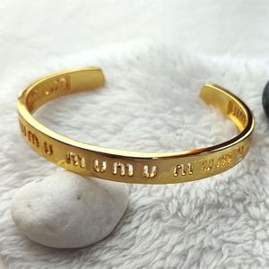 Cute Hollow Simple Letters Bangle Bracelet for Women Girls 18K Gold Brand Luxury Designer Love Nail Bracelets Jewelry Woman