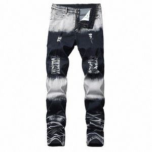 Männer Zerrissene Jeans Fi Motorrad Denim Design Slim Fit Gerade Jeans Marke Casual Patches Herren Fi Wear Hosen S8l7 #