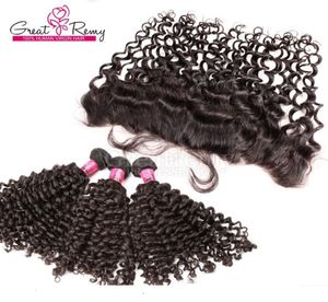 Greatremy 13x4 Глубокие вьющиеся кружевные фронтальные застежки с пучками волос CurlyWave Бразильские девственные волосыWeaveLace Frontal Milld 3 Par5450230