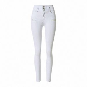 Logami High midja White Skinny Jeans Woman Slim Elatic Pencil Jeans For Women i2et#