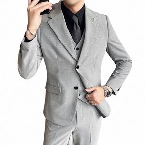 2023 New Fi casual busin trend Youth gift S-7XL large size men's summer thin two-butt suit suit three-piece suit q6I6#