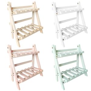 Rack 2024 Nuovo ripiano in legno a 2 livelli Scaffale da tavolo in legno Vaso da fiori Cesto di fiori Supporto per cucina di casa Bagno Porta asciugamani per spezie