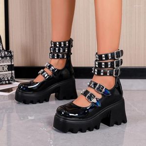 Buty swobodne 2024 BLOK BLOKU BLOKU KUCJE Platforma sercowa Nit Black Gothic Girls Cosplay Lolita Mary Janes Pumps Kobiety