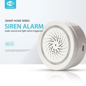 Inteligente wi fi sirene alarme sensor 2 em 1 100db som sirene sem fio alarme + sensor de temperatura vida inteligente controle remoto