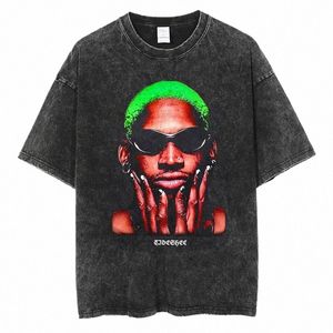 Dennis Rodman Graphic T-shirt överdimensionerade sommarmän kläder Cott Vintage T-shirt fi hiphop streetwear korta ärm tees r5nm#