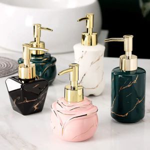 Dispensers Marmoring Emulsion Bottle Highgrad Ceramic Soap Container Hushåll Makeup Remover Shampoo Storage Bottle Badrumstillbehör