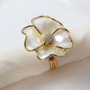 6pcslot moda anel de guardanapo flores brancas anel de guardanapo el lindo guardanapo fivela decorações de mesa de casamento anel de guardanapo 240319