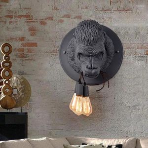 Wall Lamp Modern Creative Personalized Resin Gorilla Retro Animal LED Bedroom