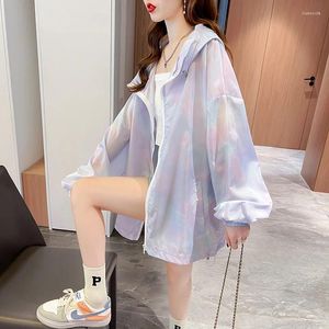 Women's Jackets 2024 Summer Fashion Long Sleeves Sun Protection Coat Female Thin Casual Jacket Ladies Tie Dye Sunscreen Outwear S05