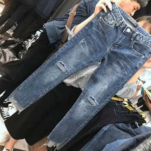 Kadın Kotları Kadın Denim Sıska Pantolon Yırtılmış Kotlar Kadınlar Deliği Vintage Pencil Pantolon Yüksek Elastikiyet Streç Pantolonları 24328