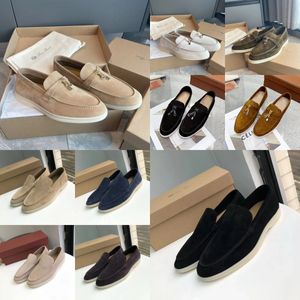 Loro Pianaa Dress Designers Män skor för kvinnor Summer Charms Loafers läder Tassels Hög elastisk nötkött Senning Botten Casual Dress Shoe Black Fast Frakt