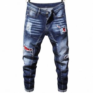 New Fiable Men Jeans Busin Fi Straight Regular Blue Stretch Denim Calças Classic Men Plus Size Stretch Jeans F8ur #