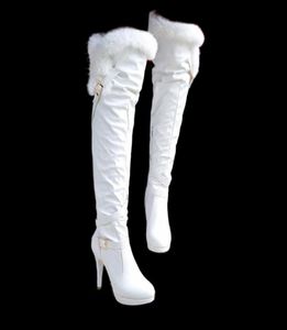 White Fashion Over The Knee Boots Women High Heels Shoes Ladies Thigh Winter Leather Long Female Size 435818978