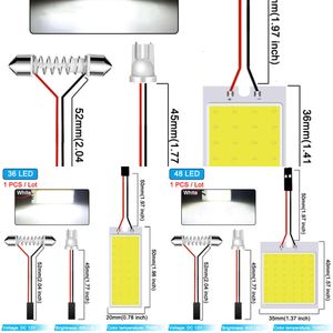 Uppgradering 1x T10 W5W LED COB -glödlampa C5W C10W COB LED FESTOON 31mm 36mm 39mm 42mm 12V Super Bright White Car Interior Dome Reading Light