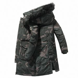 Piumino mimetico da uomo invernale -30 gradi Cappotto caldo spesso con cappuccio Giacca a vento con cerniera casual Abbigliamento Piumino d'anatra bianco Parka 21it #