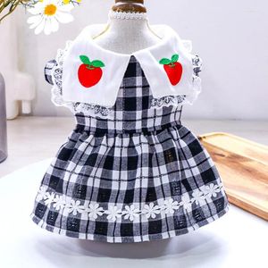 Dog Apparel Summer Pet Skirt Breathable Clothes Decorated With Apple Collar And Bear Button Small Medium Supplies