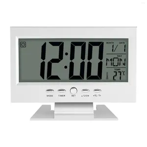 テーブルクロックLCDデジタルサウンドセンサーデスク目覚まし時計をカレンダーと温度表示ホームデコレーション