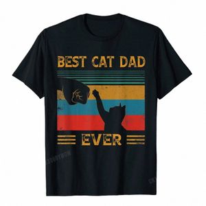 Herren Vintage Best Cat Dad Ever Bump Cat Lover T-Shirt Camisas Männer Design Neue kommende Cott Tops Shirt Brief für Jungen Y2uR #