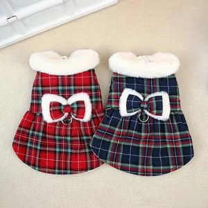 Dog Apparel Warm Princess Dress For Dogs Plaid Skirt Small And Medium-sized Cute Vest Chihuahua Yorkshire Poodle Autumn Winter