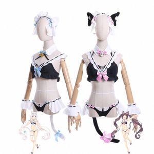 agcos Nekopara Chocolate and Vanilla Maid Bikini Cosplay Costume Summer Sexy Cosplay U1zx#