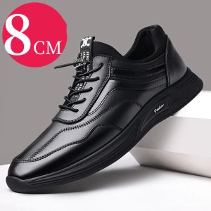 Stövlar män äkta läder casual skor höjd ökar hållbar ensam man andas sportskor mode trend vattentäta män sneakers