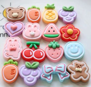 Miniatures 100pcs Kawaii Fruit Animal Flower Flatback Resin Cabochon Scrapbooking for Hair Bows Decor DIY Dollhouse Crafts Accessories