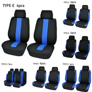 Uppgradering av sportig blå 4/9 datorer Universal Polyester Car Seat Cover Full Set Airbag Compatible Accessoarer Interior Auto Part
