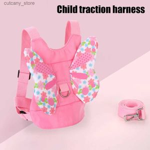 Carriers Slings Backpacks Angel Wings Baby Safety Harness Backpack Infant Carry Training Kids Walking Belts for Cute Babies Girls Pink Learning Walk Bags L240320