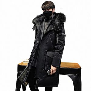 Männer Winter Warme Jacke 2023 Neue Dicke Casual Mit Kapuze LG Unten Windjacke Männer Mantel Marke Übergroßen Schwarz Winddicht Männer Parkas A90b #