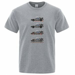 レトロスタイルバックトゥザフューチャープリントファニーTシャツメンズコットTシャツ