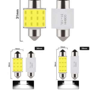 アップグレード1 PCSカーLED電球C10W C5WフェストゥーンLED COB 31mm 36mm 39mm 41mm 12V WHTIT車のインテリアドーム読み取りライトナンバープレートランプ