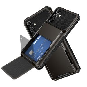 Stoßfeste Flip-Hülle mit verstecktem Kartenhalter für Samsung Galaxy A15 5G, A54, A55, A35, A25, A24, A14, A13, A12, Kartentasche, Hybrid-Hochleistungs-Hardcover