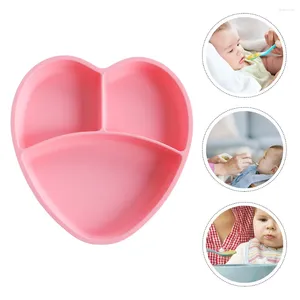 Plates Suction Bowl Baby Compartment Plate Silicone Training Grid Sucker Feeding Dishes Silica Gel Durable Bowls Heart Shaped Dinner