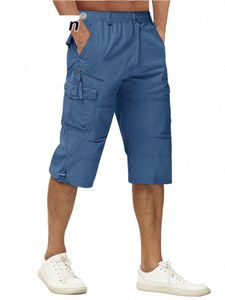 Tacvasen Cott under knälängd 3/4 lg shorts herrtaktiska capri byxor multi ficka sommar twill arbetslastbyxor man i4tq#