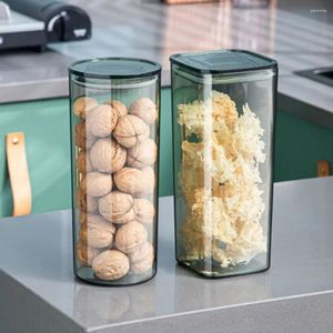 Bottiglie di stoccaggio Scatola di cereali in plastica Contenitore impilabile sigillato trasparente rotondo/quadrato per la conservazione degli alimenti per dispensa