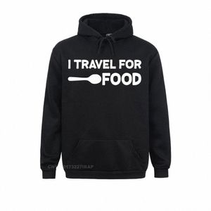 i Travel For Food Quote Slogan Fun Blogger Hooded Pullover Pullover Hoodie Sweatshirts Rife Men Hoodies Japan Style Hoods J0M7#