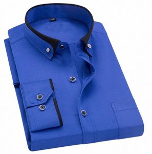 good Quality Spring Autumn Men's Busin Dr Shirt Male Formal Butt Down Collar Shirt Fi Men's Casual Dr Shirts W4oQ#