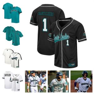 Coastal Carolina 22 Graham Brown 53 Derek Bender 5 Payton Eeles 6 Maglia da baseball Nick Lucky 17 Caden Bodine 3 Ty Dooley 18 Chad Born 16 Zack Beach 7 Blake Barthol Custom