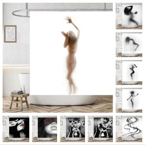 Get Naked Sexy Woman White Shower Curtain Waterproof High Quality Polyester Fabric Beach Washable Original Cortinas Home Decor 240328