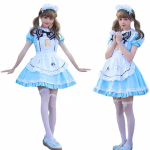 Alice i Wderland Princ Dr Lovely Blue Lolita Costume Maid Cosplay Party Fantasia Stage Performance Uniform Plus Size I0qo#