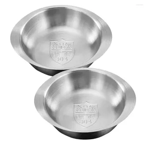 Cups Saucers 2 Pcs Outdoor Barbecue Dish Small Bowls For Dipping Stainless Steel Plate Sauce Soy Tray