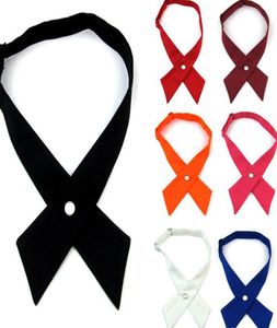 Регулируемые галстуки-бабочки с крестом для мужчин и женщин, однотонные деловые повседневные галстуки-бабочки с крестом на шее, школьная форма, предварительно завязанные банты, аксессуары для галстуков на шею 5650526