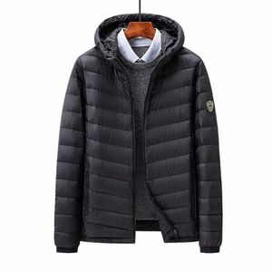 fall Winter Lightweight Hooded Down Jacket Men Daily Casual Short Parkas 85% White Duck Down Jacket Fi Warm Puffer Jackets B0BF#