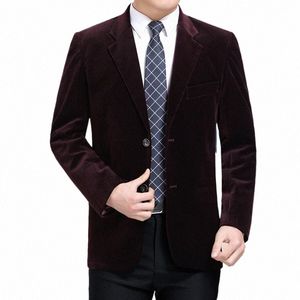 nuovo vestito casual da uomo di mezza età busin giacca di velluto a coste di fascia alta primavera e autunno giacca sportiva di colore solido blazer da uomo h6Rl #