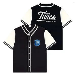 Мужские футболки Kpop Twice Tzuyu Merch 5th World Tour Бейсбольный трикотаж Топ с 3D v-образным вырезом с коротким рукавом Уличная одежда Мужчины Женщины Модная рубашка