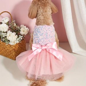 Vestuário para cães Pet sem mangas lantejoulas vestido de malha para cães pequenos e médios gatos festa de casamento