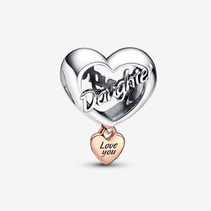 Älskar dig Daughter Heart Charm Pandoras 925 Sterling Silver Luxury Charm Set Armband Making Roes Gold Charms Designer Halsband Pendant Original Box Top Quality